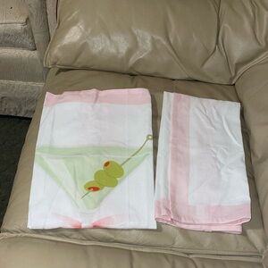 Pink and White Martini Tea Towels